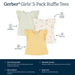 3-Pack Infant and Toddler Girls Love Nature T-Shirts