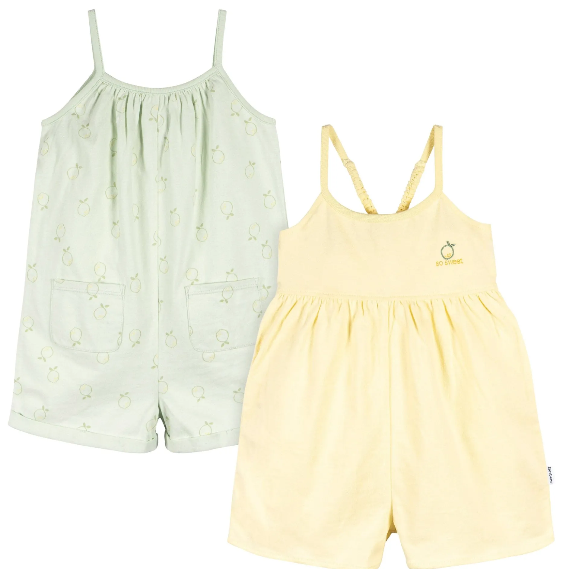 2-Pack Infant and Toddler Girls Yellow & Lemons Rompers