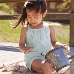 2-Pack Infant and Toddler Girls Light Grey Heather & Sand Dollars Rompers