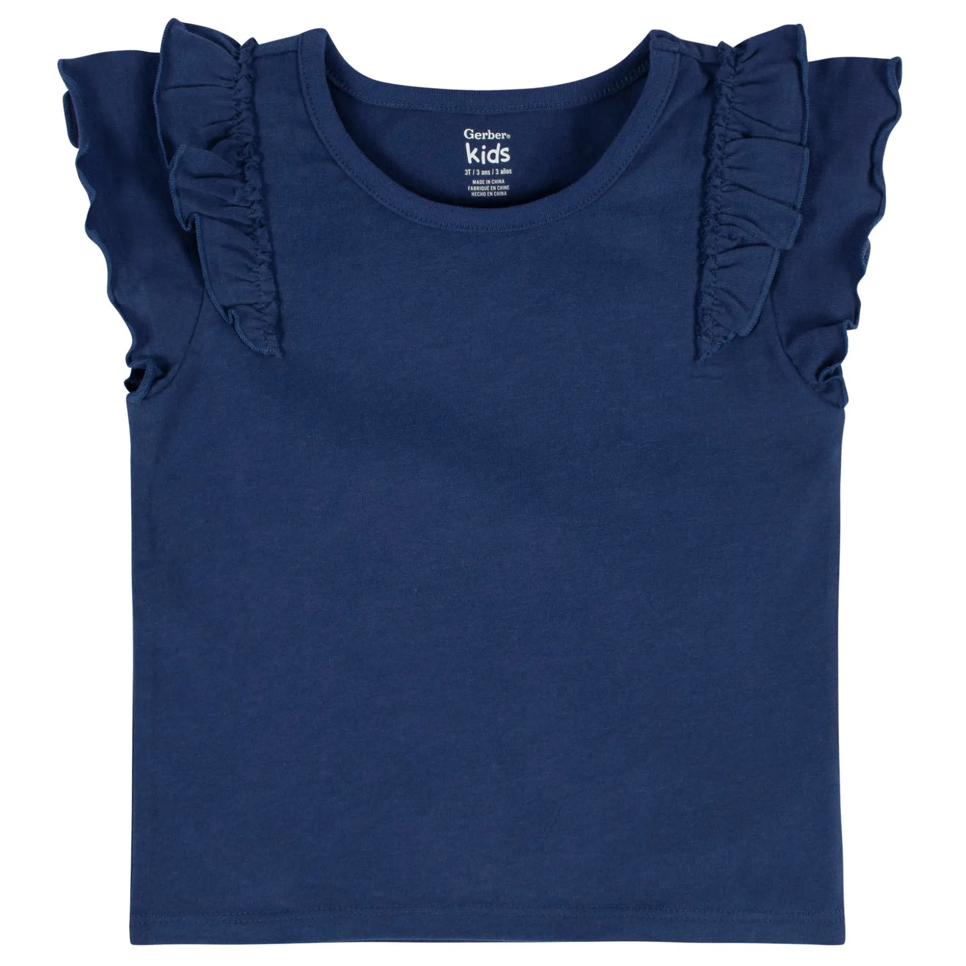 2-Pack Infant Girls Blue Double Ruffle Tops