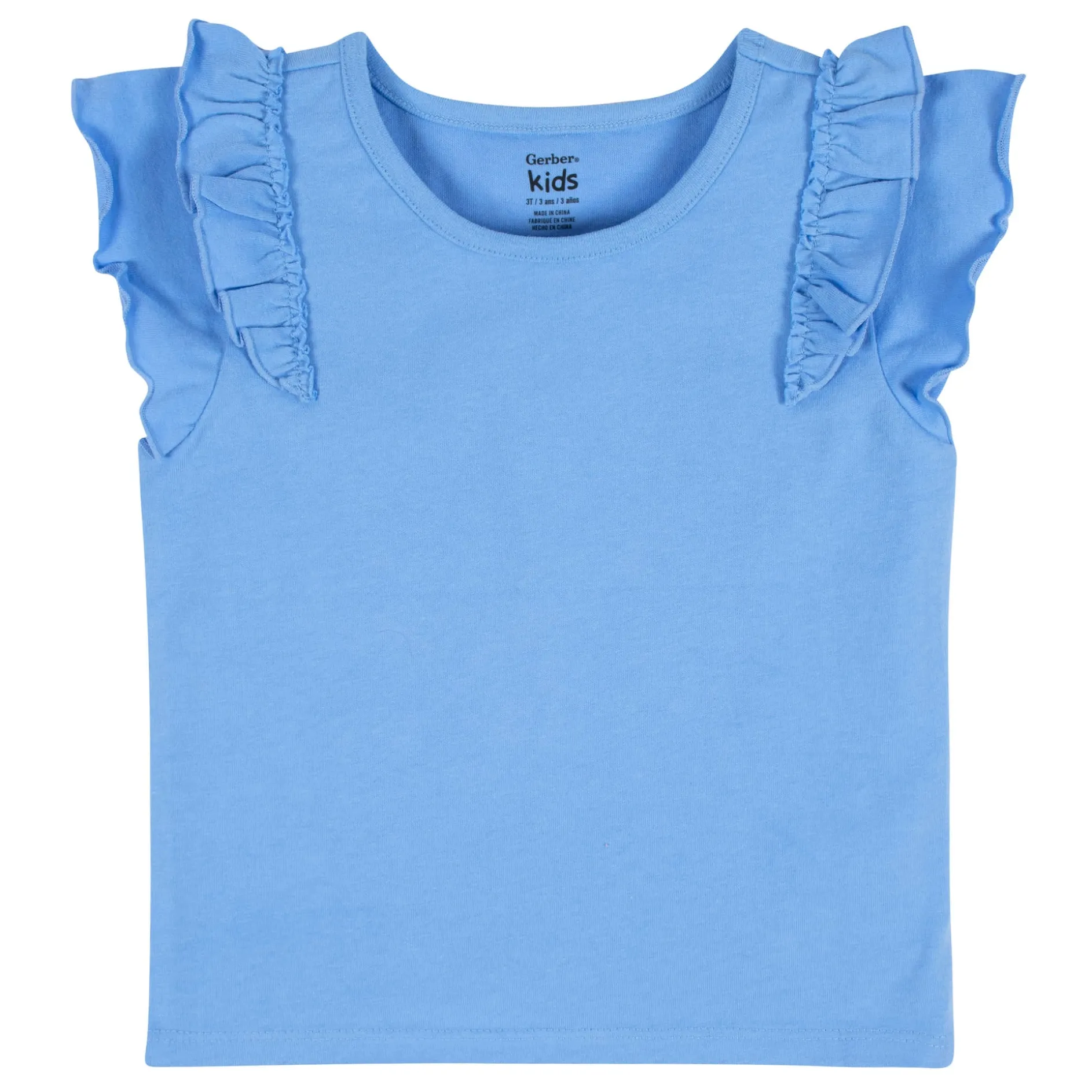 2-Pack Infant Girls Blue Double Ruffle Tops