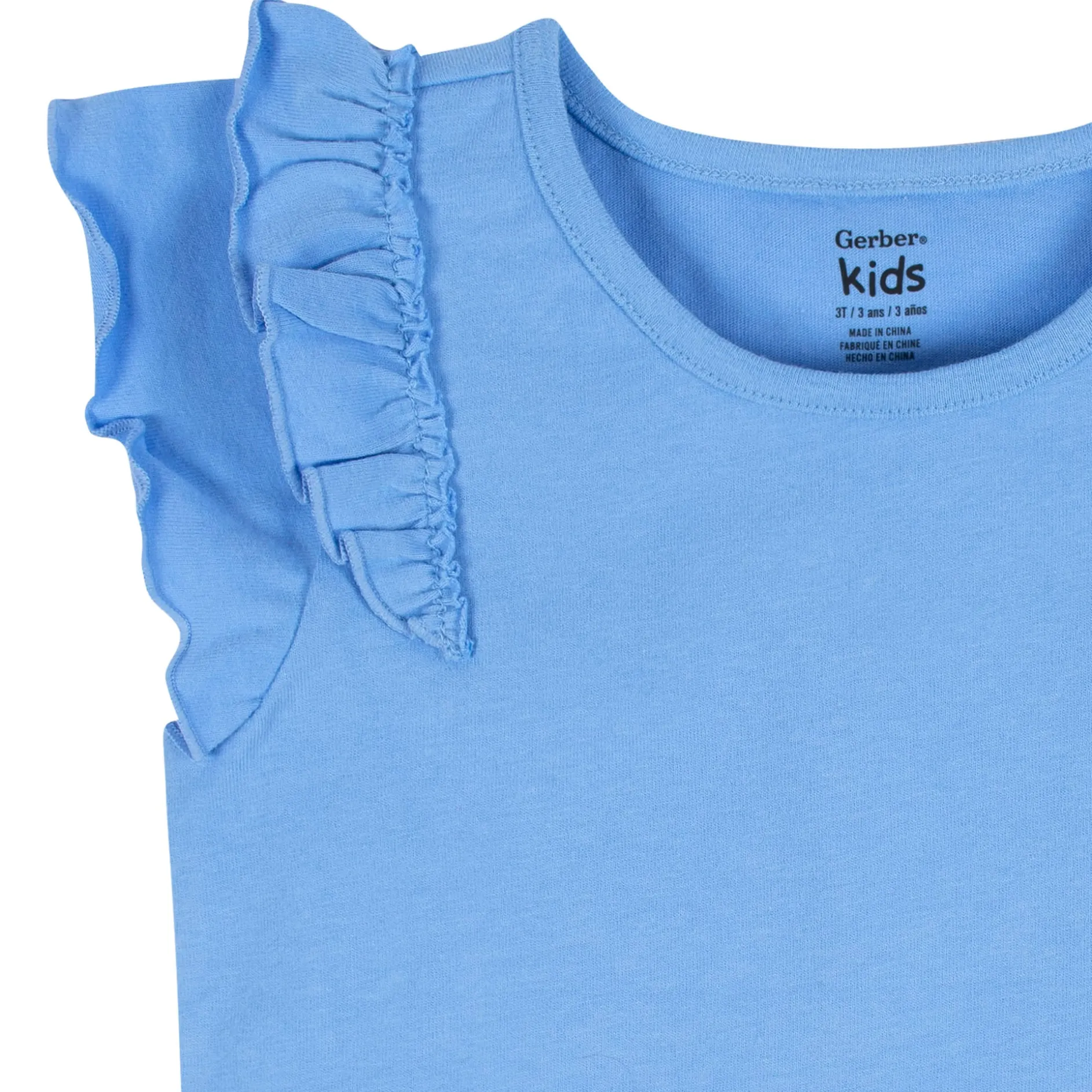 2-Pack Infant Girls Blue Double Ruffle Tops