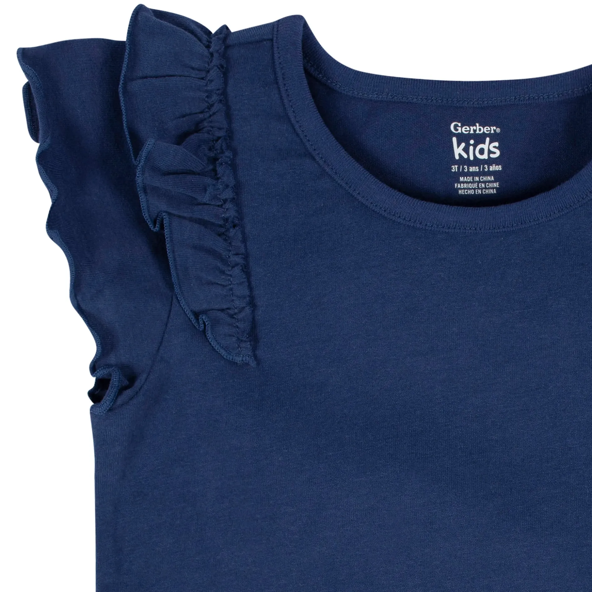 2-Pack Infant Girls Blue Double Ruffle Tops