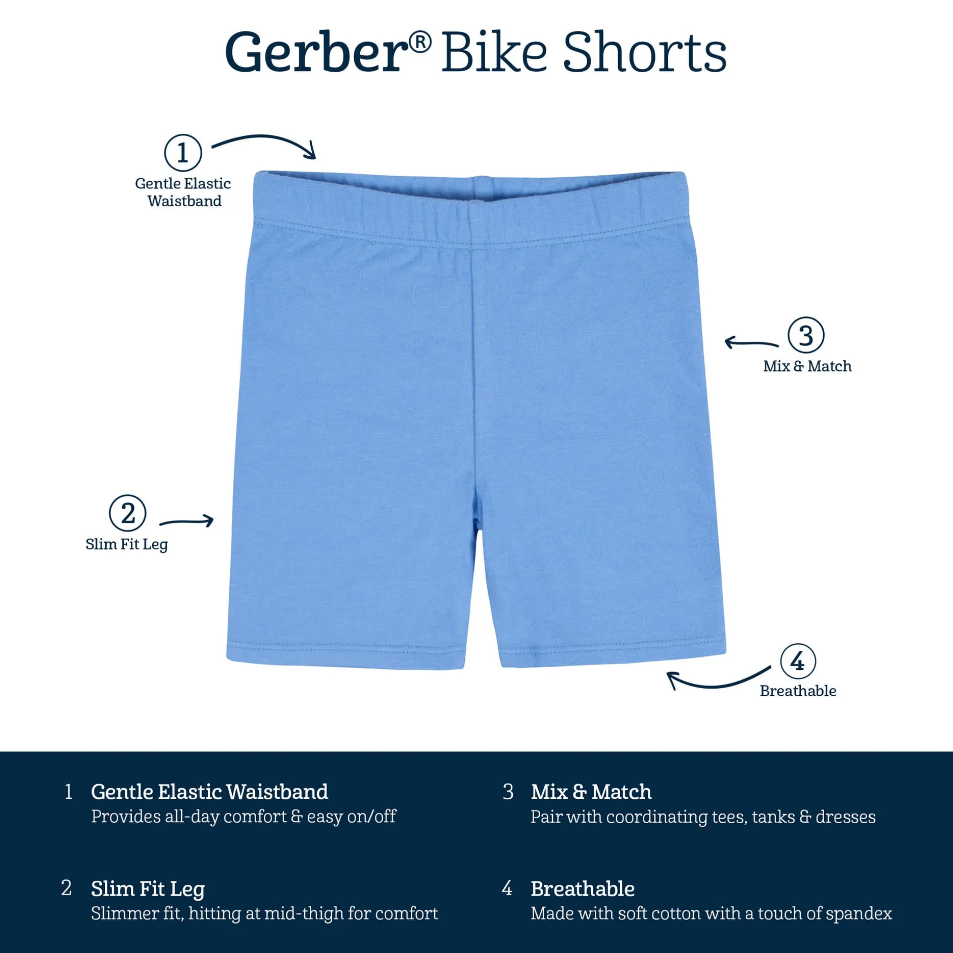 2-Pack Infant Girls Blue Pull-On Bike Shorts