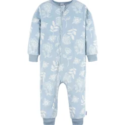 3-Pack Infant & Toddler Girls Blue Floral Footless Fleece Pajamas