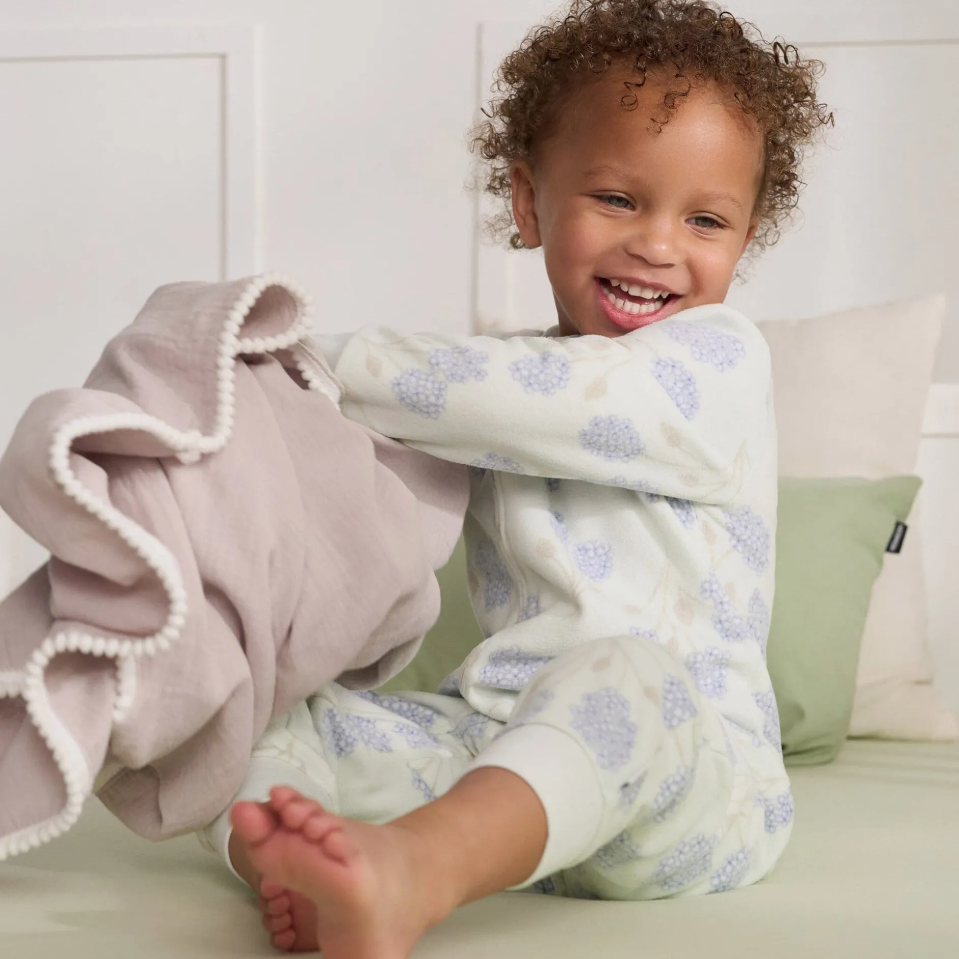 3-Pack Infant & Toddler Girls Blue Floral Footless Fleece Pajamas