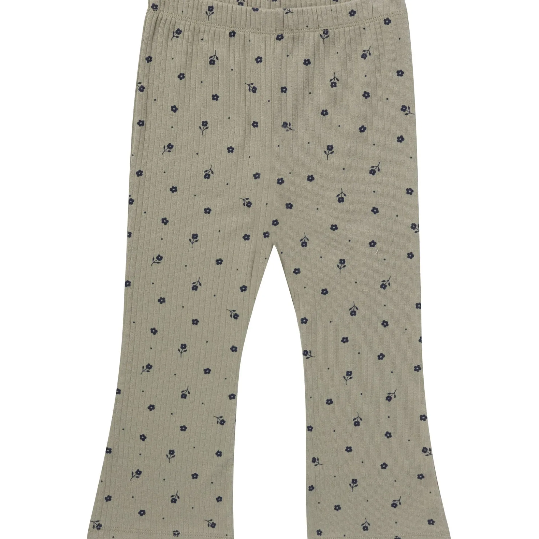 3-Pack Infant & Toddler Girls Green Daisies, Blue and Gray Ribbed Flare Leggings