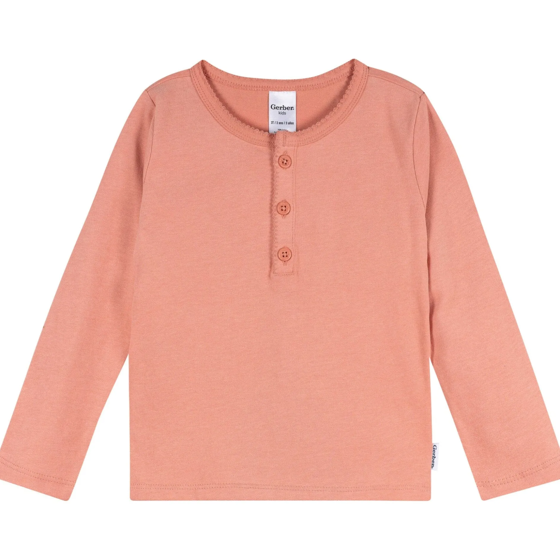 3-Pack Infant & Toddler Girls Green, Pink, & Coral Long Sleeve Shirts