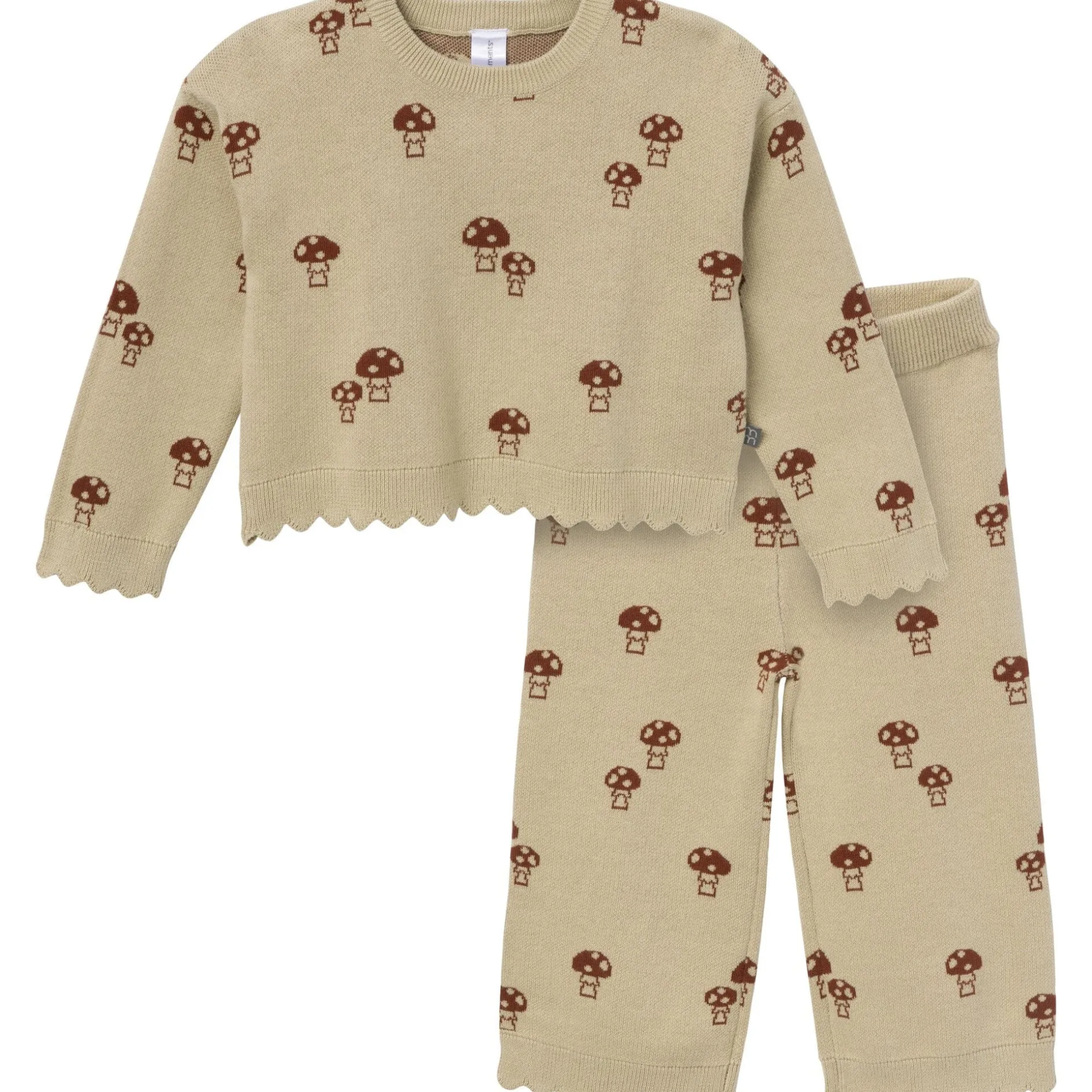 2-Pack Infant & Toddler Girls Lt Green Mushroom Field Sweater and Pant Set