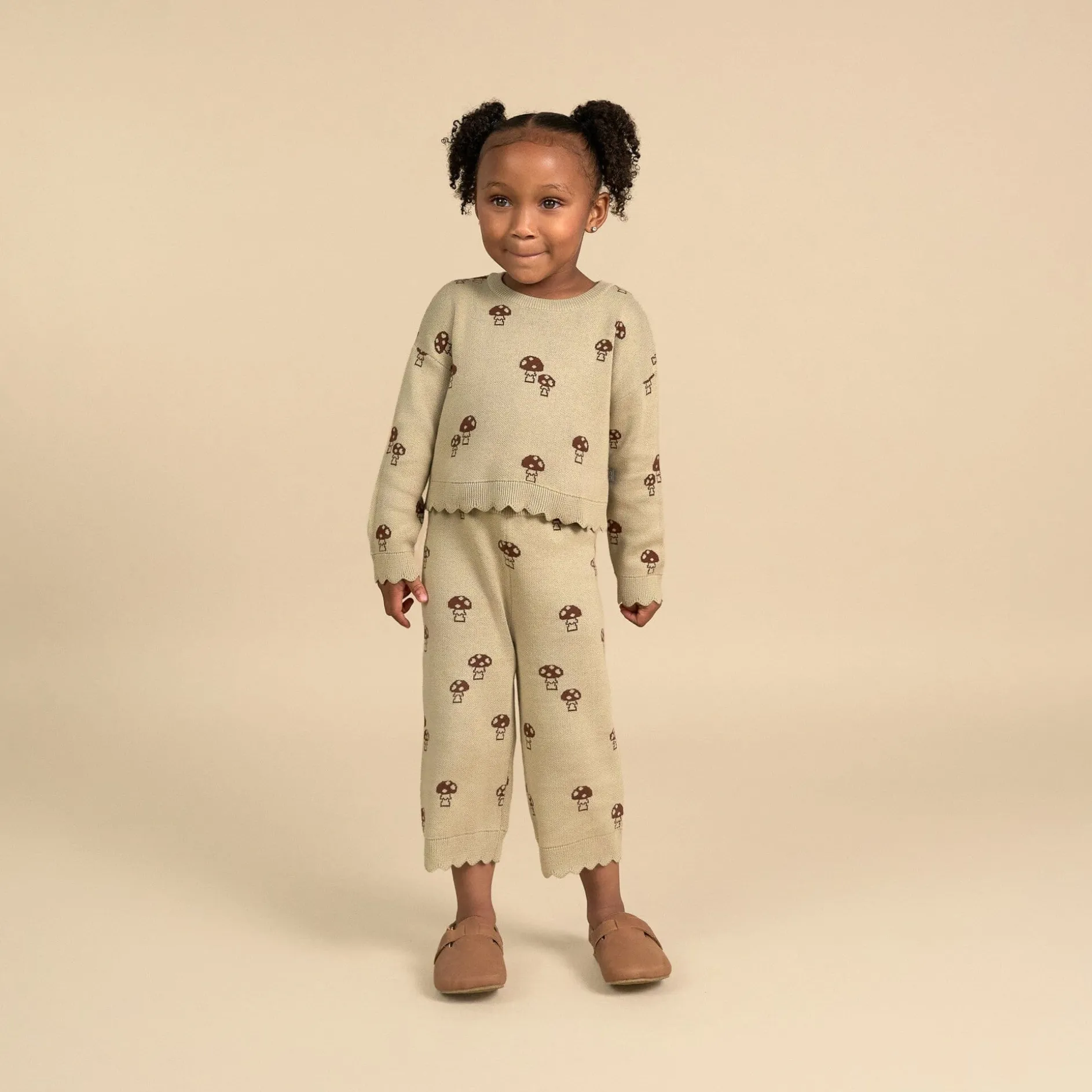 2-Pack Infant & Toddler Girls Lt Green Mushroom Field Sweater and Pant Set