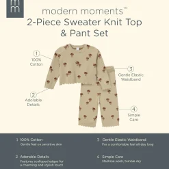 2-Pack Infant & Toddler Girls Lt Green Mushroom Field Sweater and Pant Set