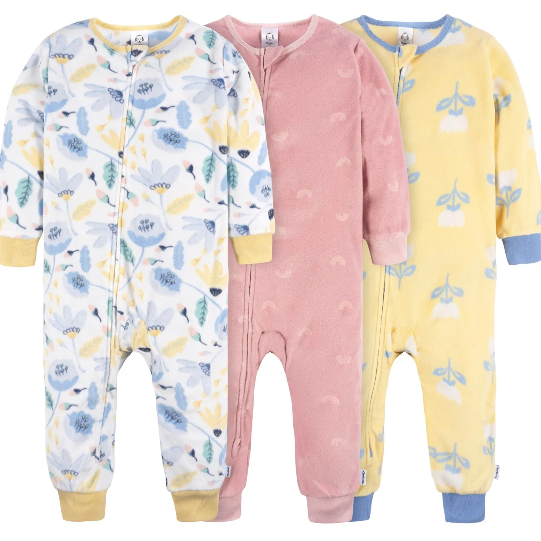 3-Pack Infant & Toddler Girls Multi Floral Footless Fleece Pajamas