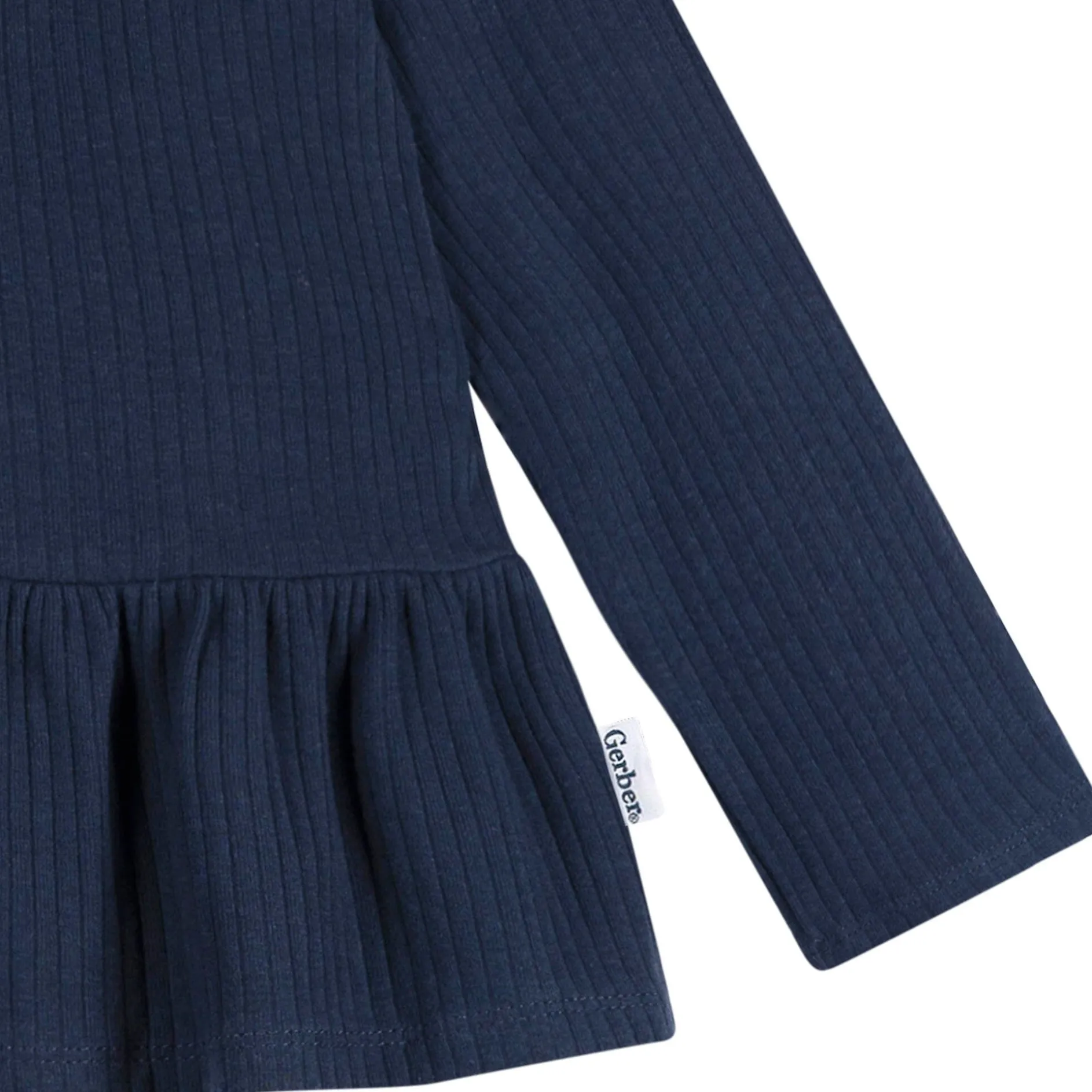 3-Pack Infant & Toddler Girls Navy, Oatmeal & Pink Long Sleeve Shirts