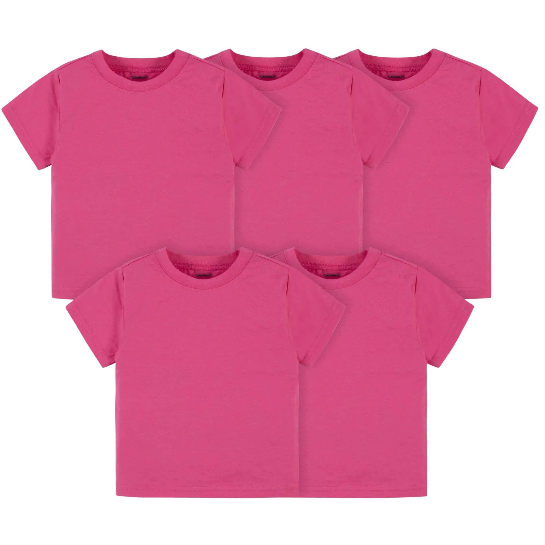 5-Pack Infant & Toddler Hot Pink Premium Short Sleeve Tees