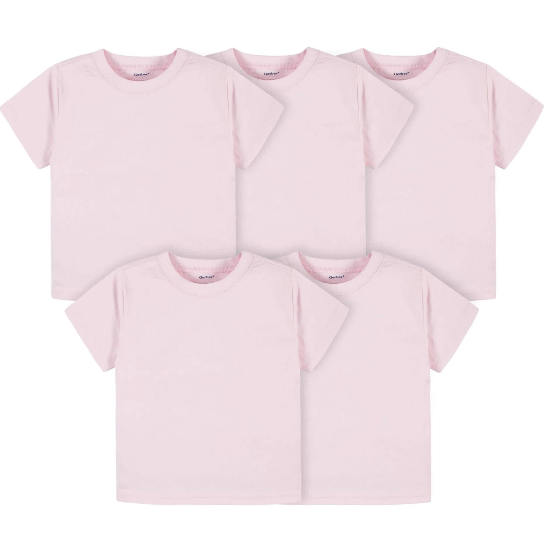 5-Pack Infant & Toddler Light Pink Premium Short Sleeve Tees