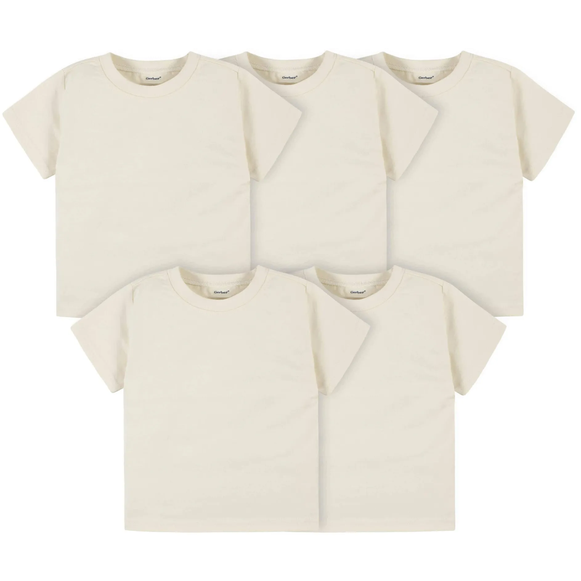 5-Pack Infant & Toddler Natural Premium Short Sleeve Tees