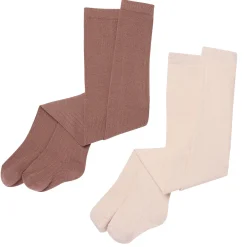 2-Pack Toddler Girls Brown & Ivory Pointelle Ribbed Tights