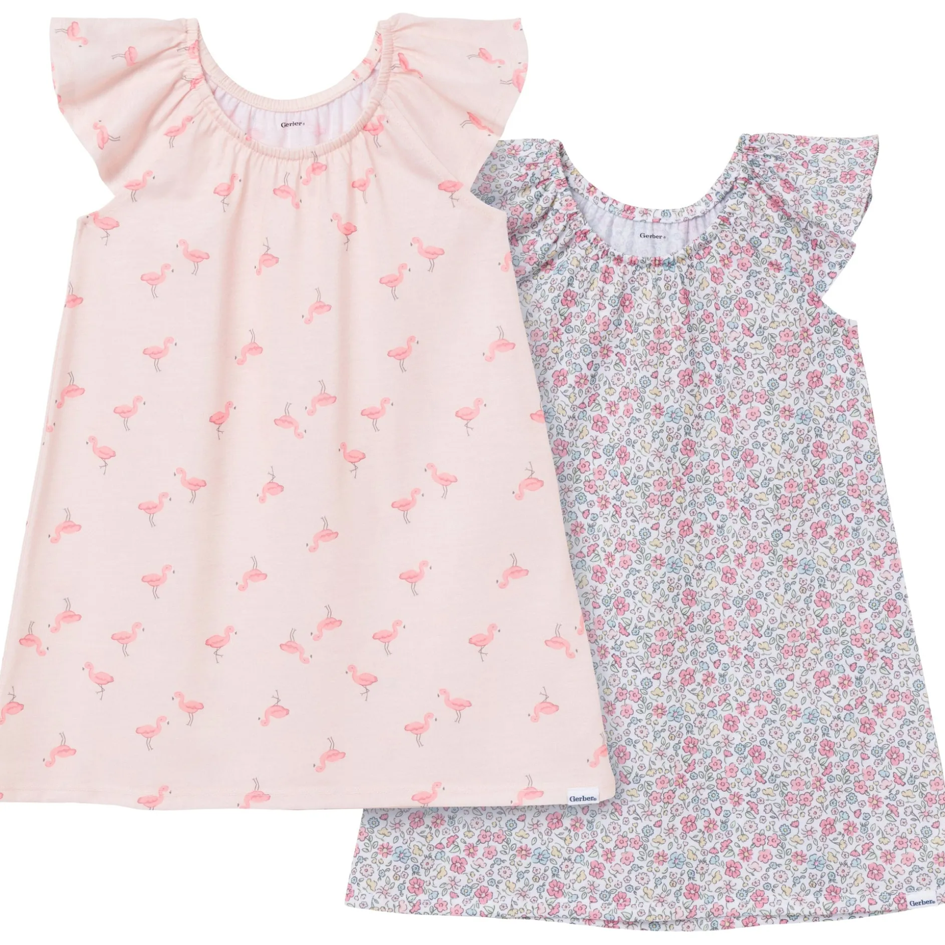 2-Pack Toddler Girls Flamingoes Short Sleeve Nightgowns