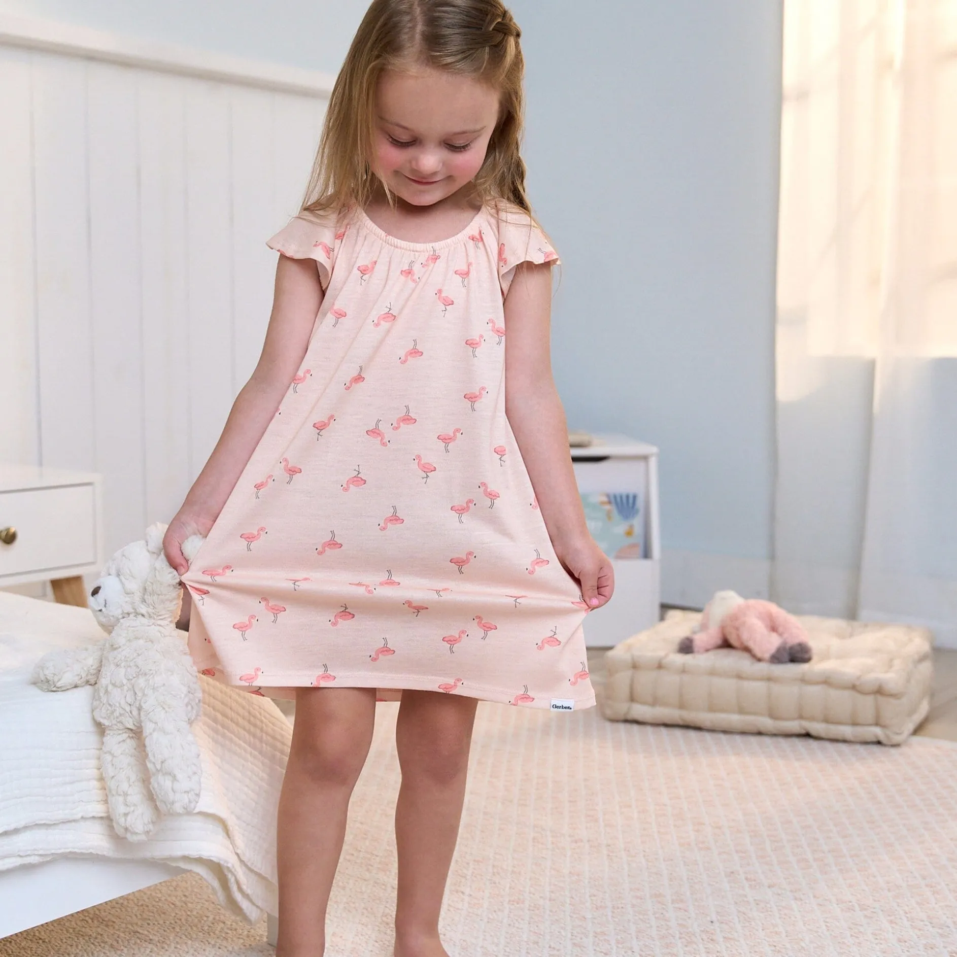 2-Pack Toddler Girls Flamingoes Short Sleeve Nightgowns