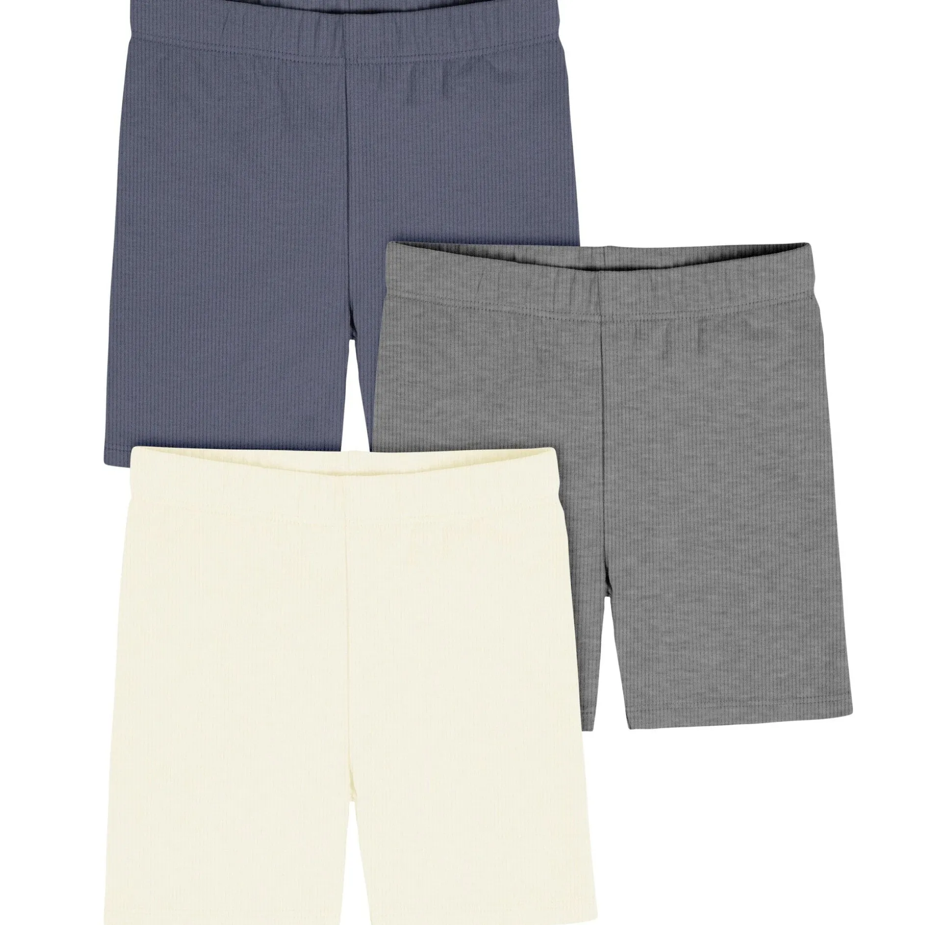 3-Pack Toddler Girls Navy, Dark Gray Heather, & Ivory Bike Shorts