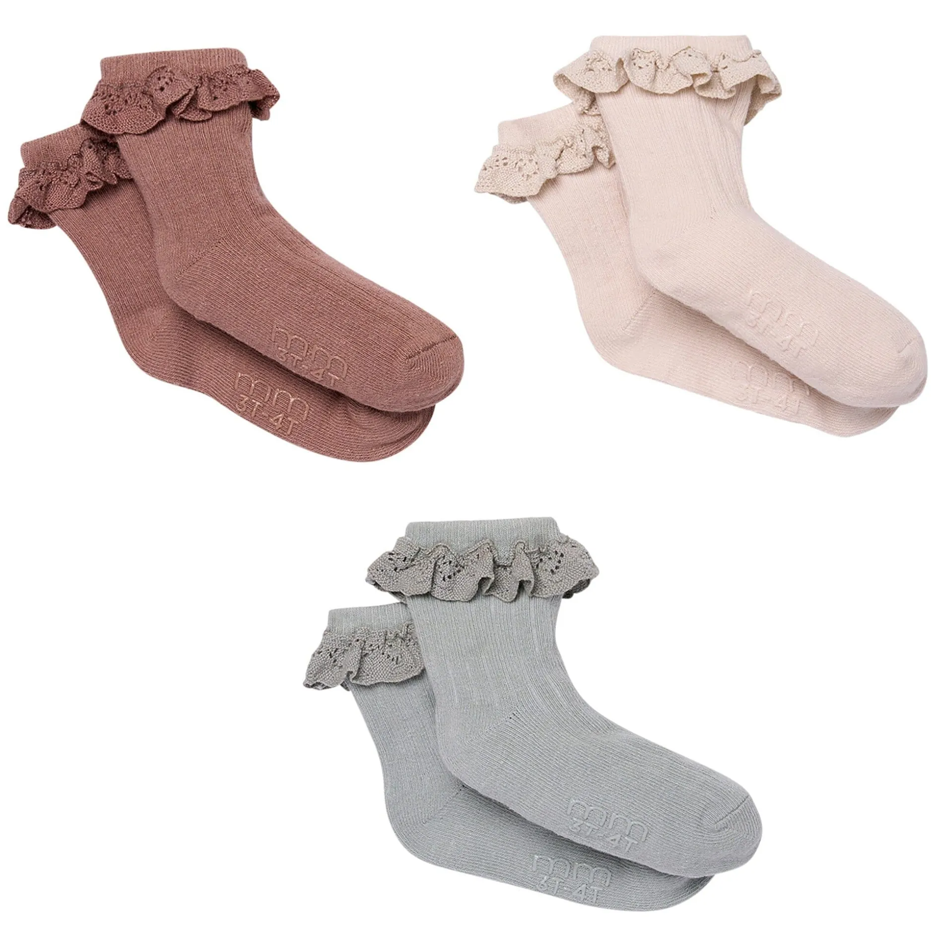 3-Pack Toddler Girls Neutral Lace Socks