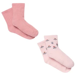 2-Pack Toddler Girls Pink Floral Knit Socks