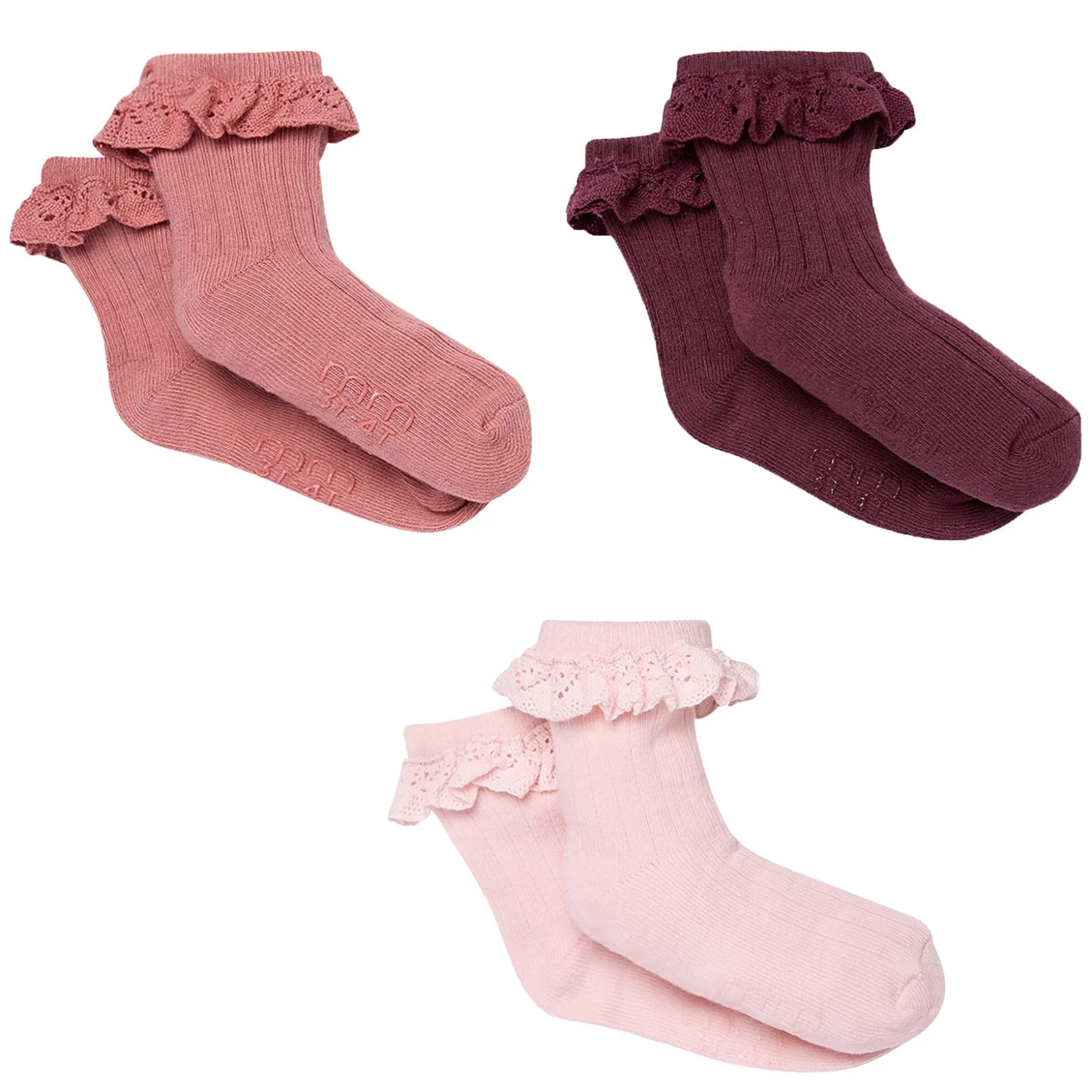 3-Pack Toddler Girls Pink Lace Socks