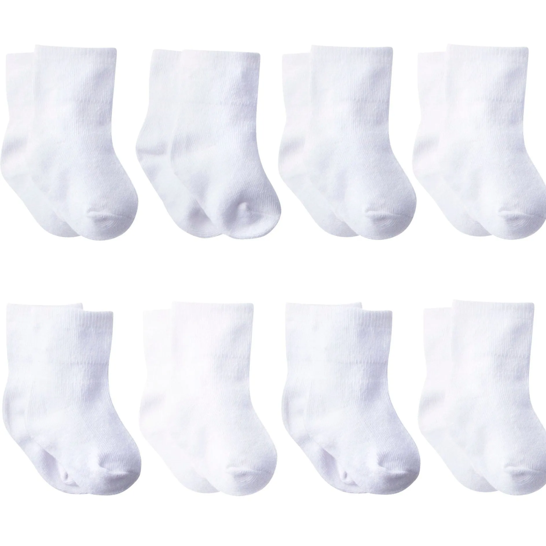 8-pack White Jersey Wiggle Proof® Crew Sock
