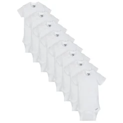 8-Pack White Short Sleeve Onesies® Bodysuits