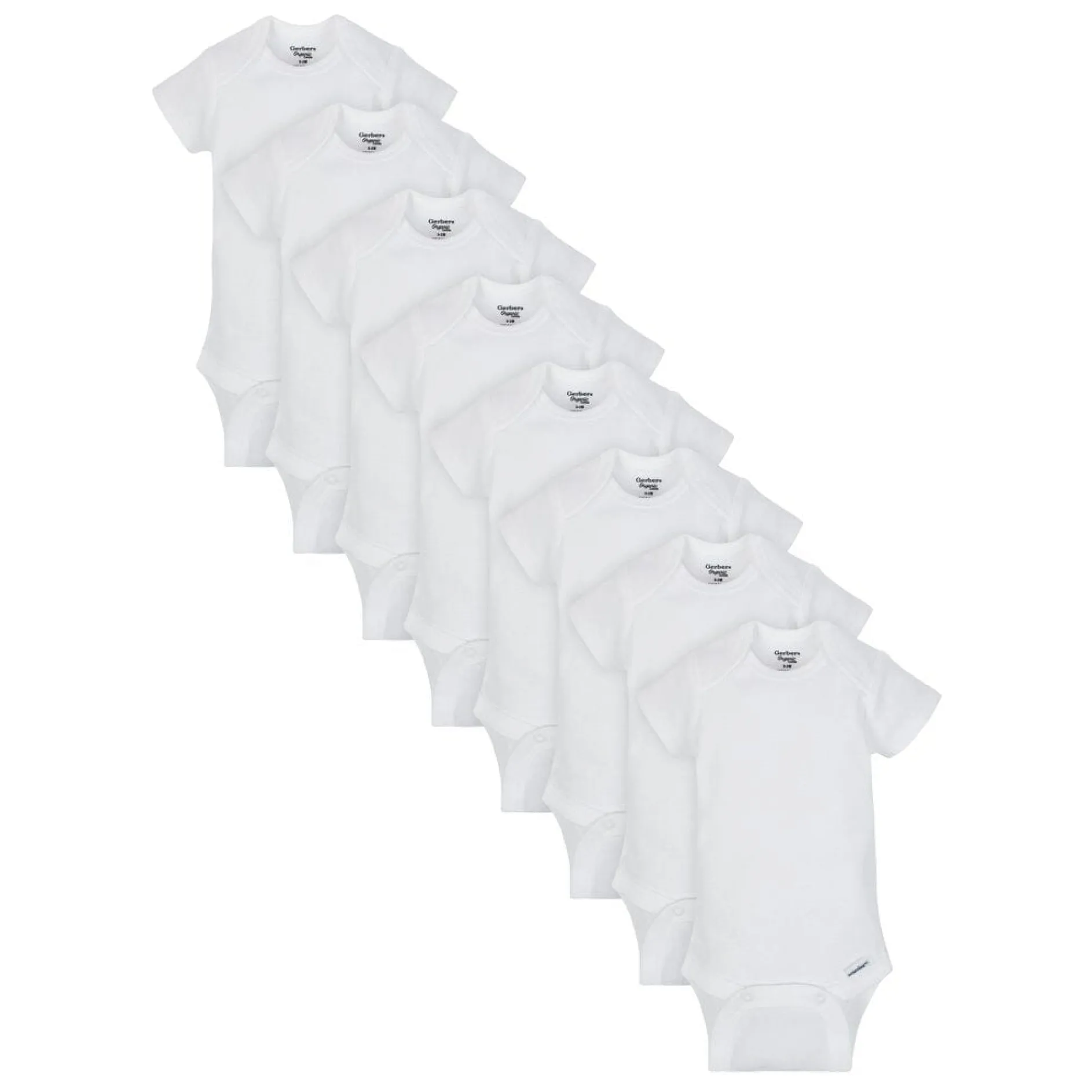 8-Pack White Short Sleeve Onesies® Bodysuits