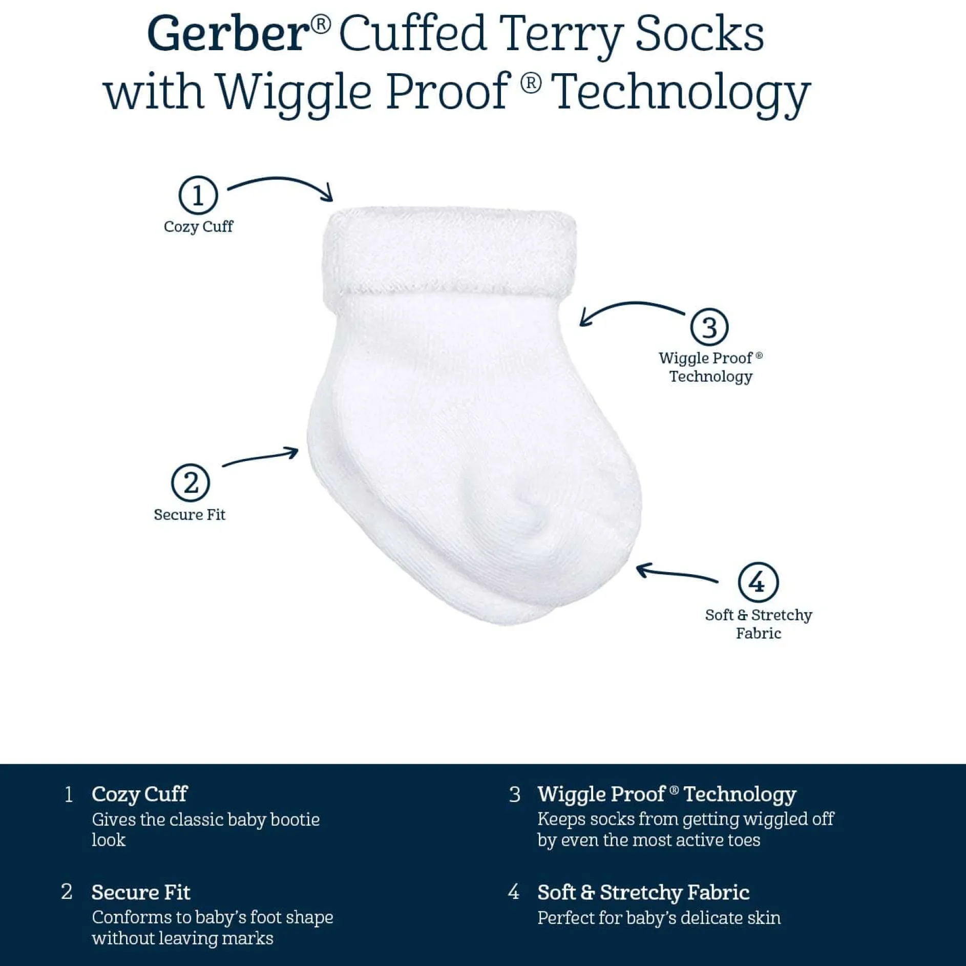 12-Pack White Terry Socks