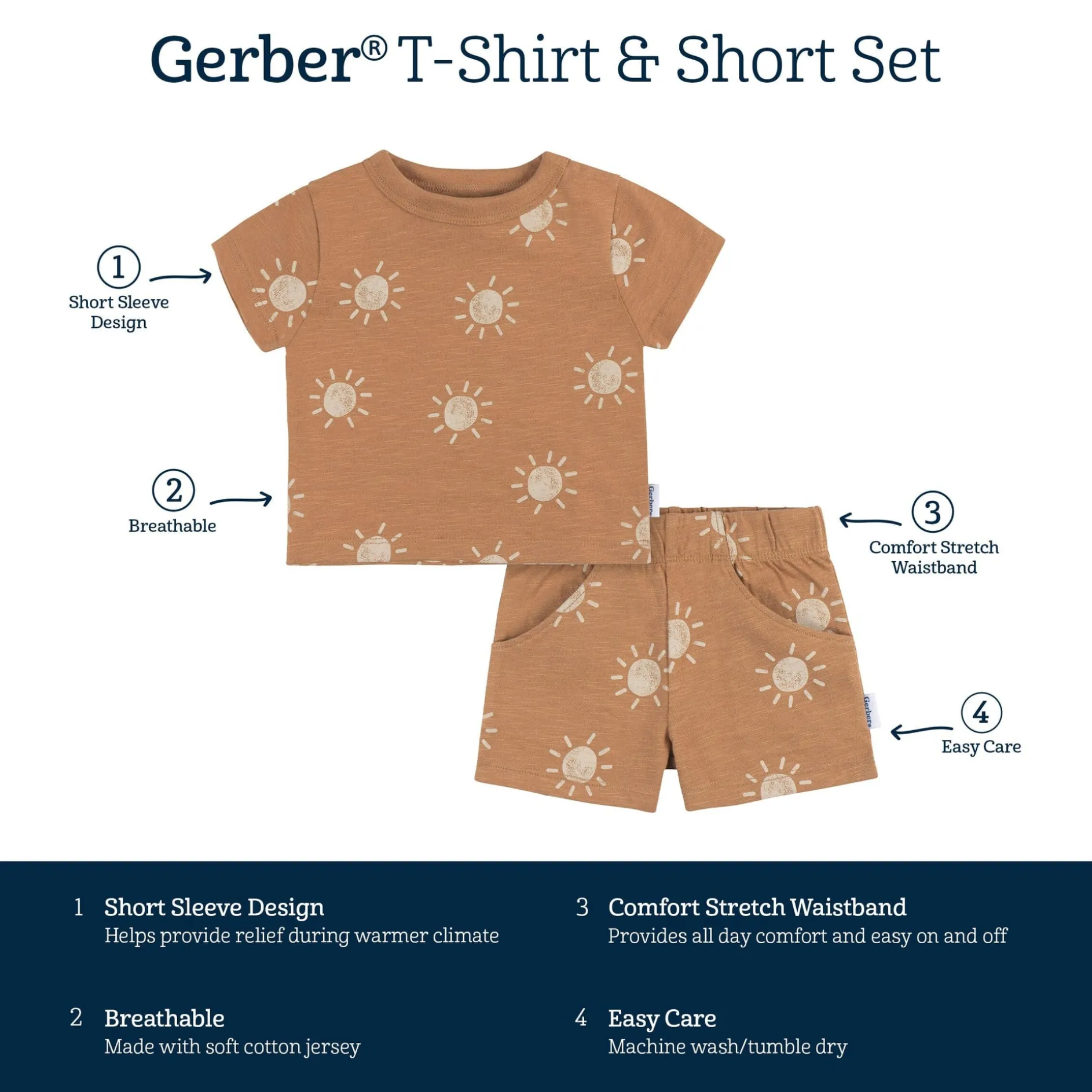 2-Piece Baby and Toddler Boys Suns T-Shirt and Shorts Set
