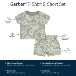 2-Piece Baby and Toddler Boys Tropical Leaves T-Shirt and Shorts Set