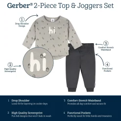 2-Piece Baby Boys Acorns Long Sleeve Top & Jogger Set
