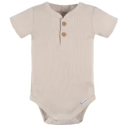 2-Piece Baby Boys Beige Bodysuit and Shorts Set