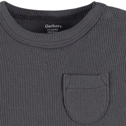 2-Piece Baby Boys Dark Grey Bodysuit and Shorts Set