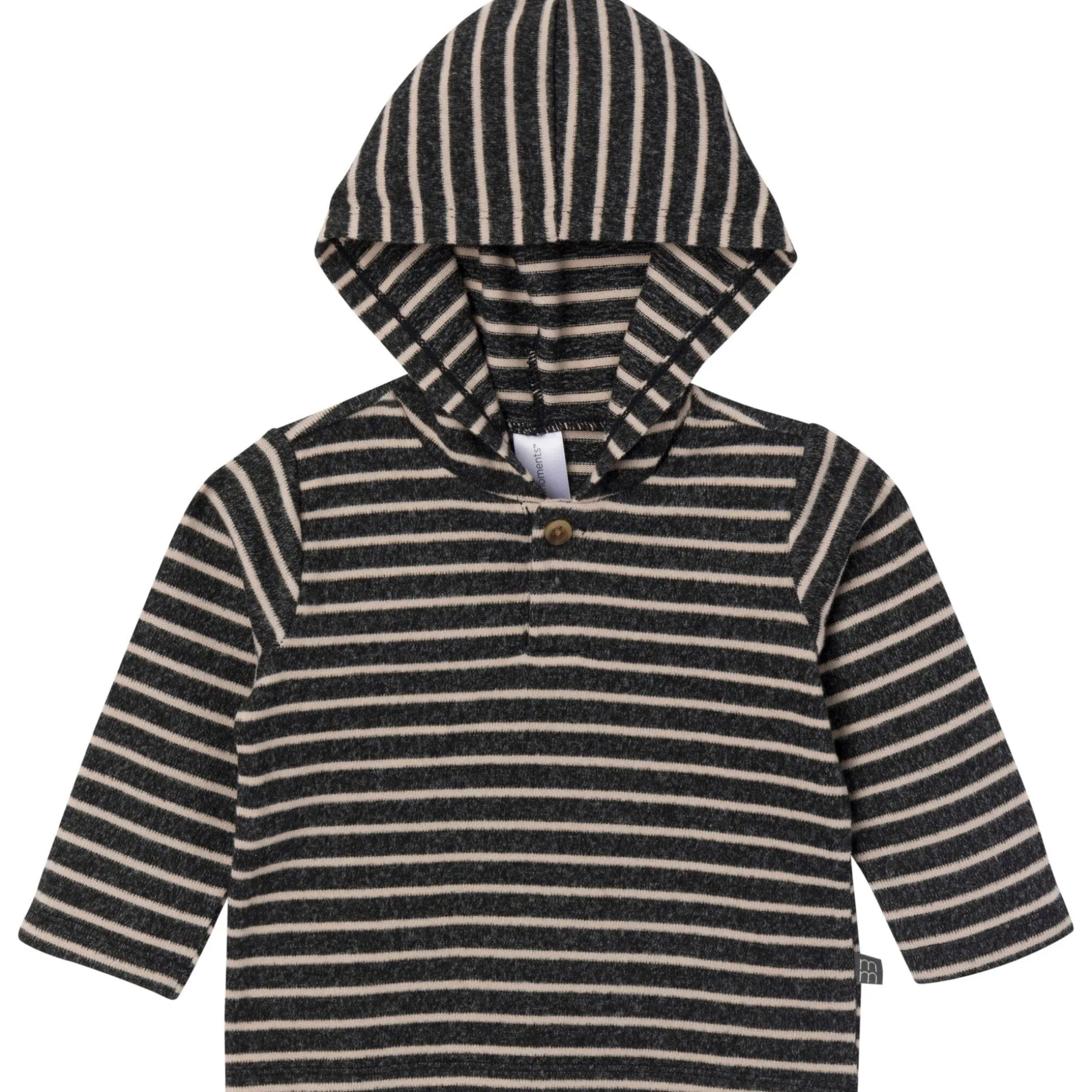 2-Piece Baby Boys Dark Grey Heather Stripe Hacci Hoodie and Jogger Pants Set
