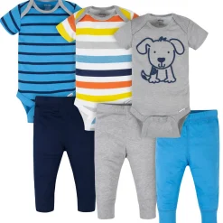 6-Piece Baby Boys Dog Onesies® Brand Bodysuits & Pants Set