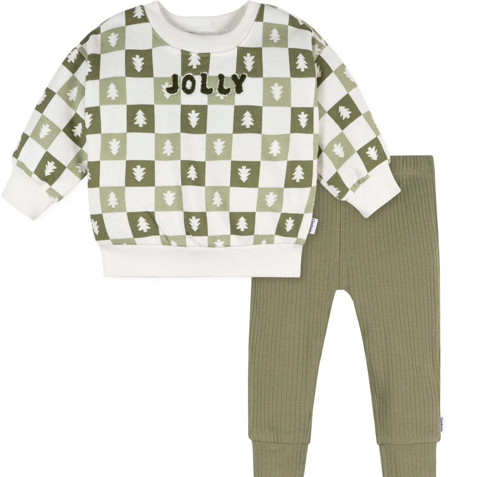 2-Piece Baby Boys Green Trees Sweatshirt and Pant Set