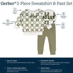 2-Piece Baby Boys Green Trees Sweatshirt and Pant Set