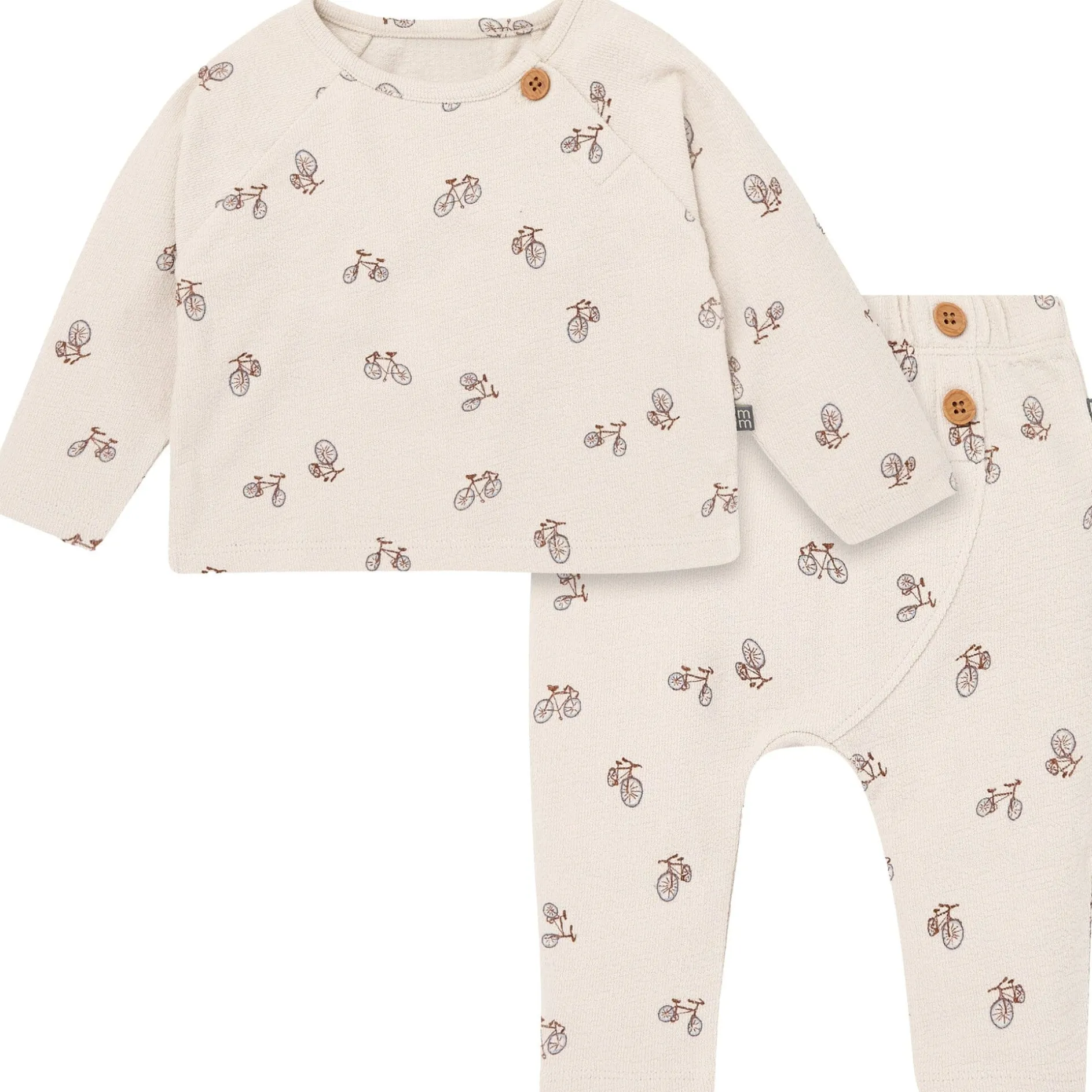 2-Piece Baby Boys Grey Bicycle Raglan Top and Pant Set