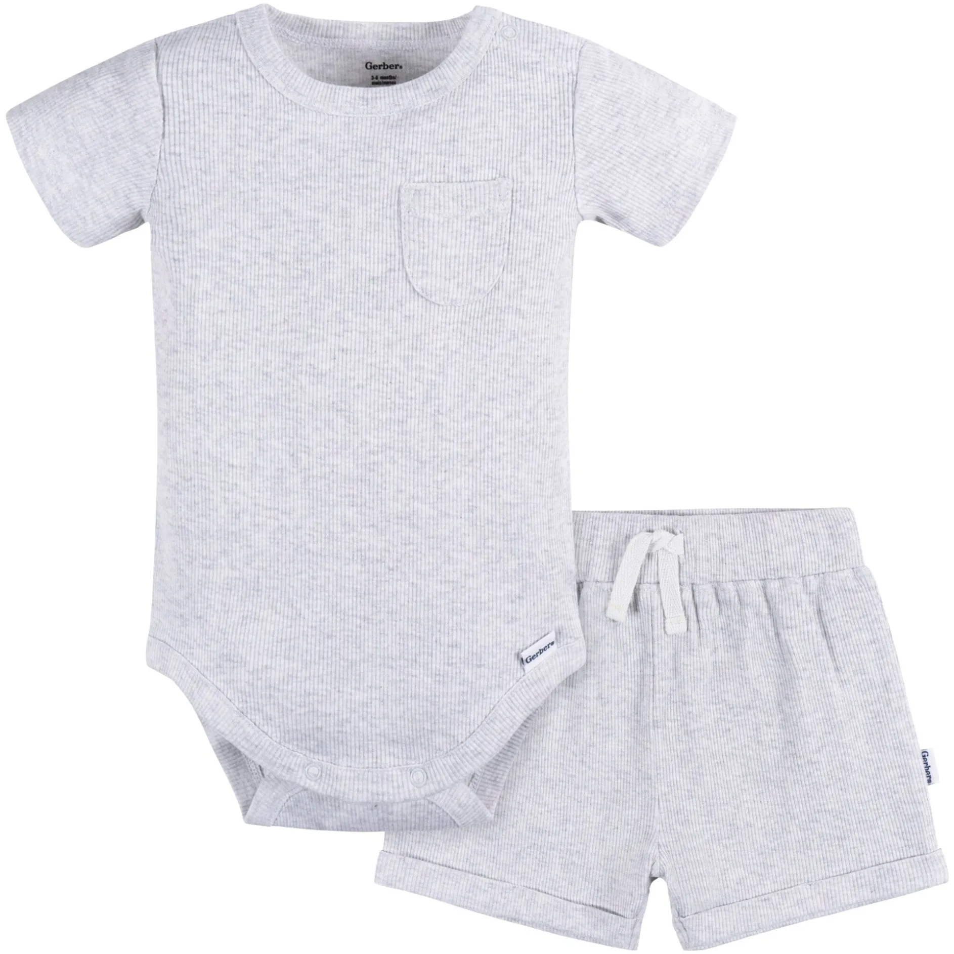 2-Piece Baby Boys Grey Heather Bodysuit and Shorts Set