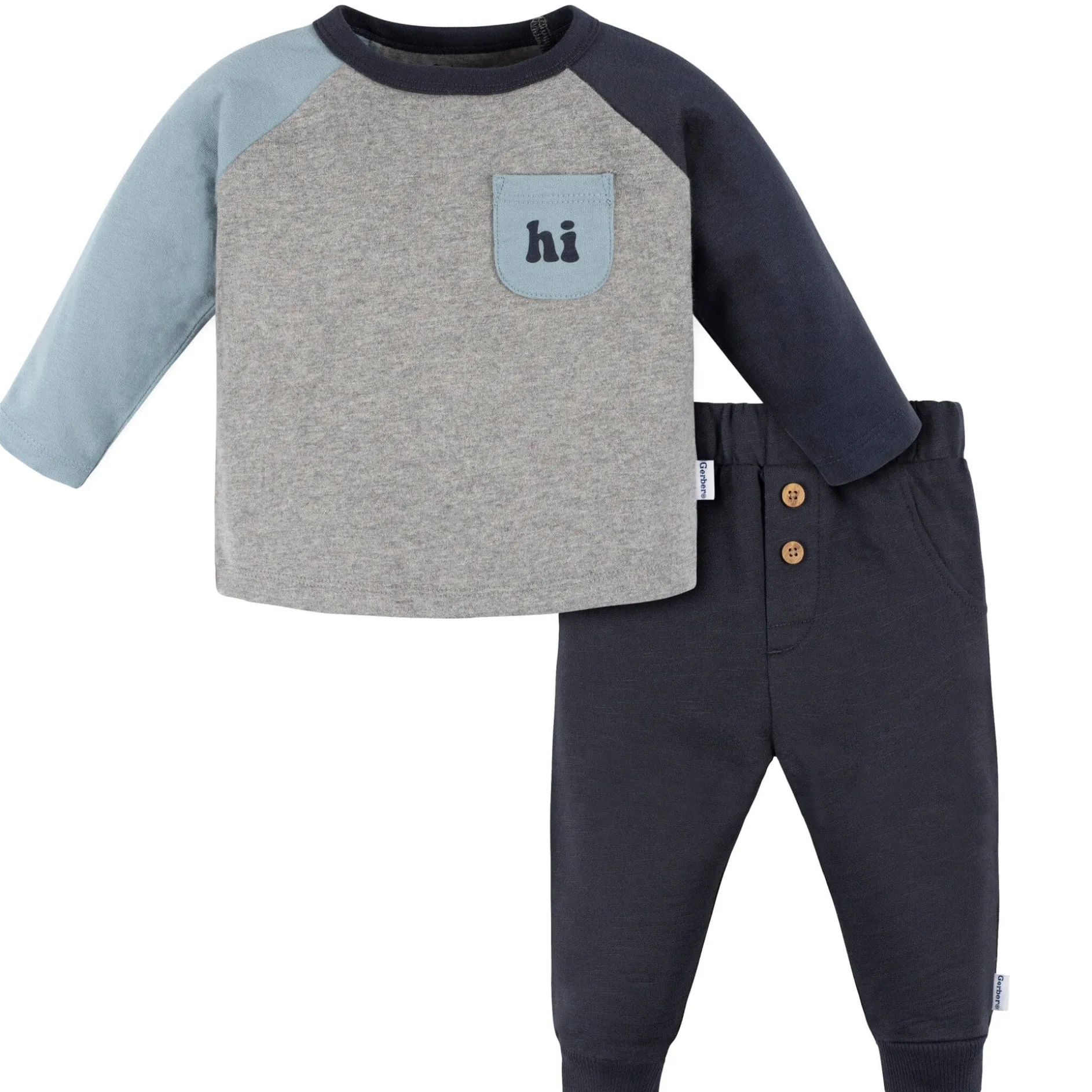 2-Piece Baby Boys Happy Top & Joggers Set