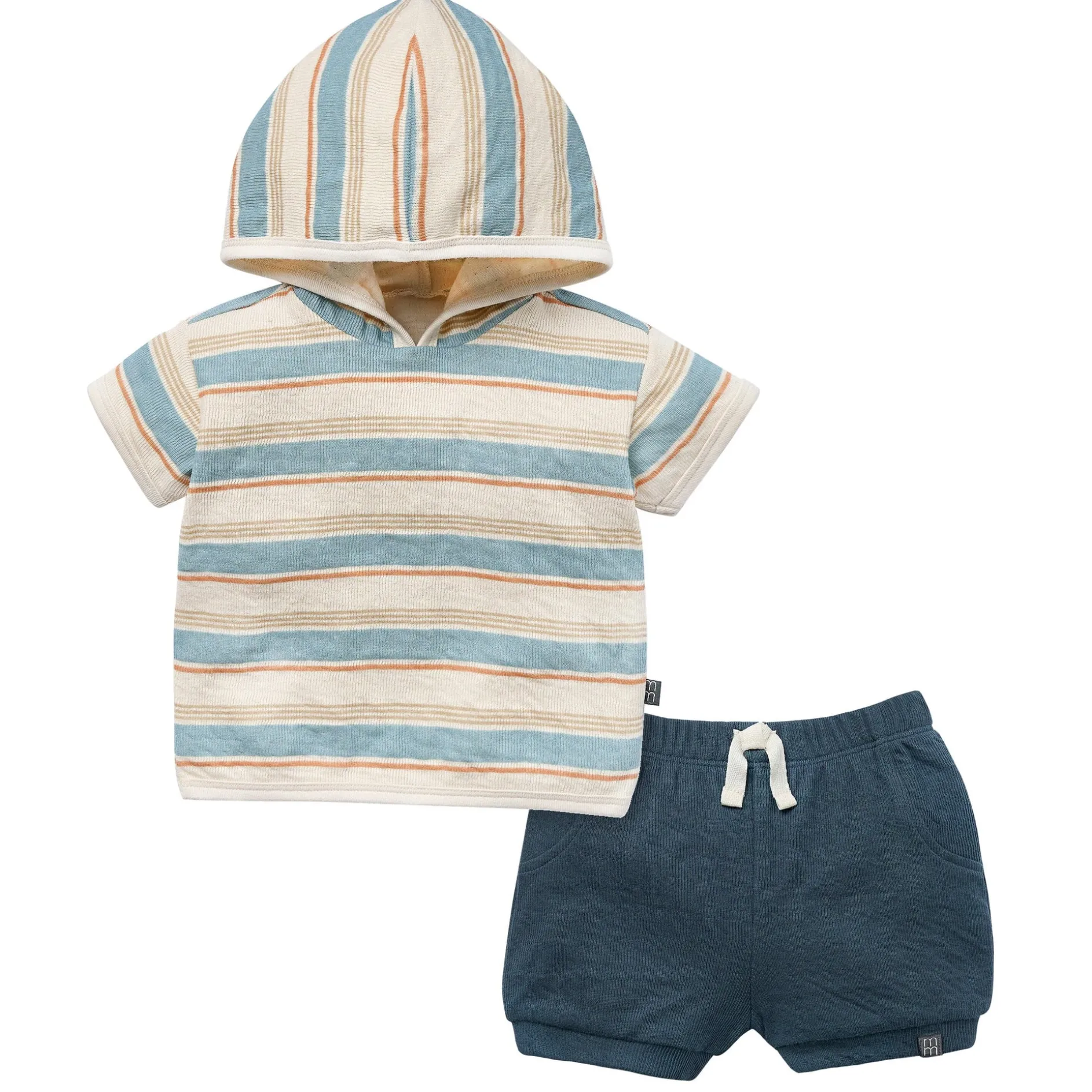 2-Piece Baby Boys Hooded Short Sleeve Top & Cuffed Shorts Set