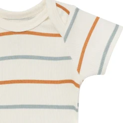 4-Piece Baby Boys Ivory Stripe Short Sleeve Bodysuits and Shorts Set