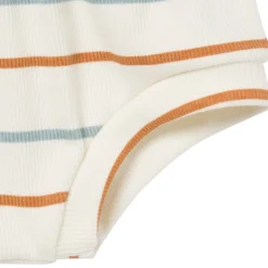 4-Piece Baby Boys Ivory Stripe Short Sleeve Bodysuits and Shorts Set