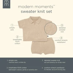 2-Piece Baby Boys Light Tan Johnny Collar Sweater Knit Set