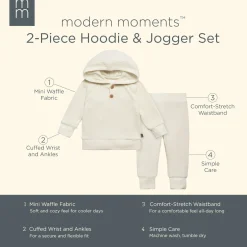 2-Piece Baby Boys Navy Waffle Hoodie and Pant Set