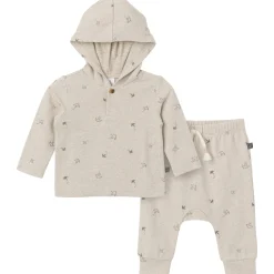 2-Piece Baby Boys Oatmeal Heather Hooded Brushed Hacci Set