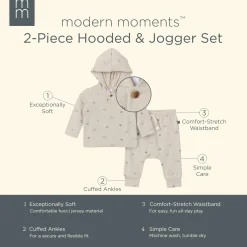 2-Piece Baby Boys Oatmeal Heather Hooded Brushed Hacci Set